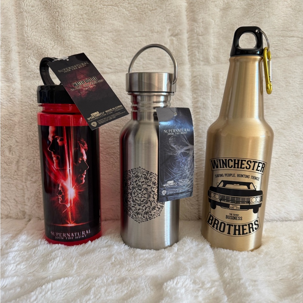 Supernatural Culturefly Set of 3 Water Bottles NWT